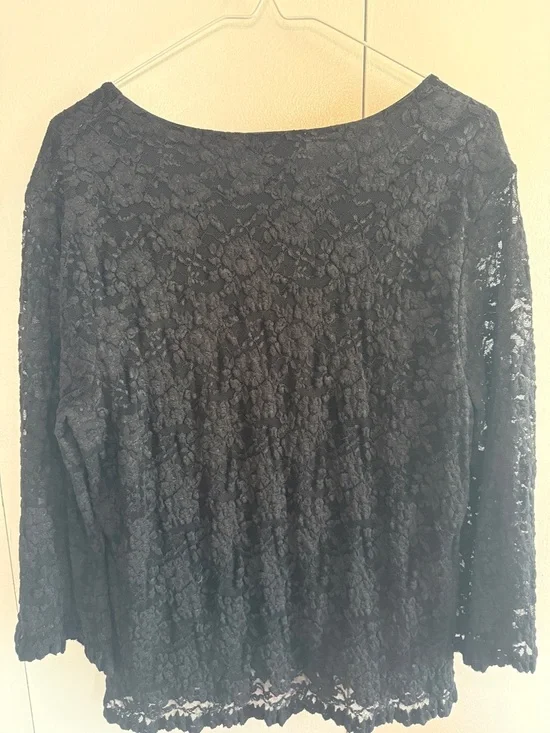 Joseph Black Lace V-Neck Long-Sleeve Blouse - Picture 3 of 7
